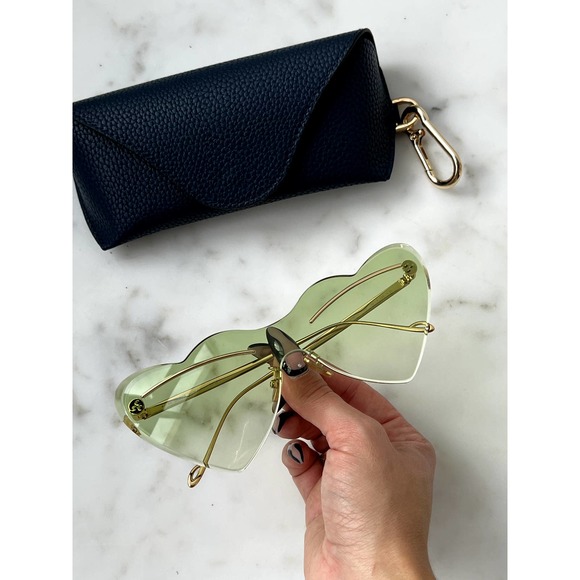 NEW Loewe LW40082U Gold Green Heart Rimless Sunglasses - Picture 4 of 9